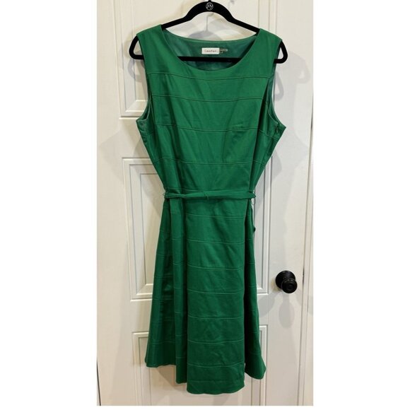 Calvin Klein Dresses & Skirts - Calvin Klein 16W Green Sleeveless Dress with Belt Workwear Wedding Classic